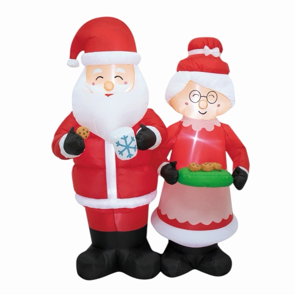 Santa and Mrs Claus Christmas Tea Time Airblown Inflatable 6 Ft Holiday Time NEW